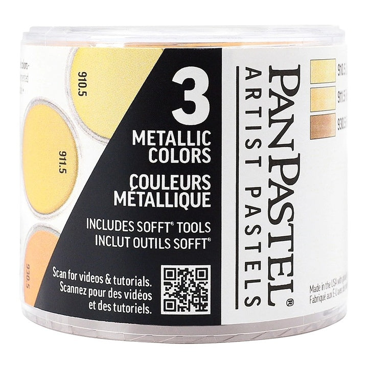 PanPastel set metalik pastela Golden sa tri nijanse zlatne boje u okruglim posudama.