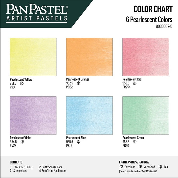 Otvoreno pakovanje PanPastel seta sa šest bisernih nijansi zlatne boje.