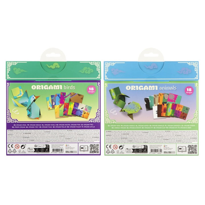 Set papira za origami sa raznovrsnim dekorativnim motivima, idealan za kreativne umjetničke projekte.