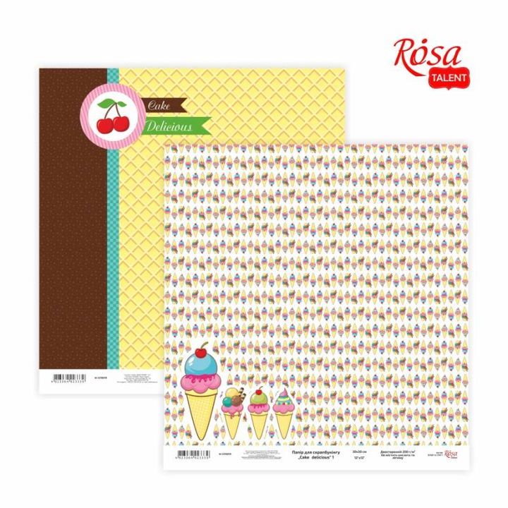 Papir za scrapbooking Cake delicious dimenzija 30,48 x 30,48 cm sa motivima kolača