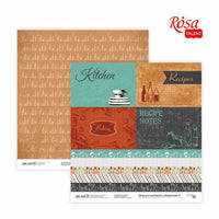Papir za scrapbooking Recipe book 30.48x30.48 cm sa detaljima posuđa i kulinarskih tekstova