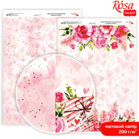 Set papira za scrapbooking Love Mood A4 s romantičnim cvjetnim motivima