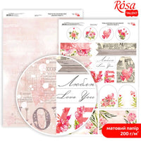 Papiri za scrapbooking Love Mood A4 s raznovrsnim romantičnim motivima