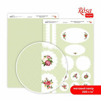 Papiri za scrapbooking Magic roses A4 sa elegantnim motivima ruža na svijetloj pozadini.