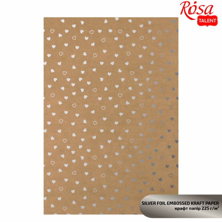 Papiri za scrapbooking sa metalik elementima A4 – srebrna srca