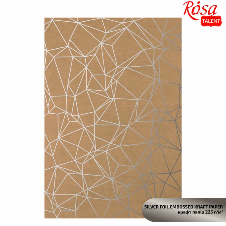 Papiri za scrapbooking sa metalik elementima A4 – srebrni poligon