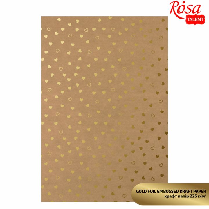 Papiri za scrapbooking sa metalik elementima A4 – zlatna srca