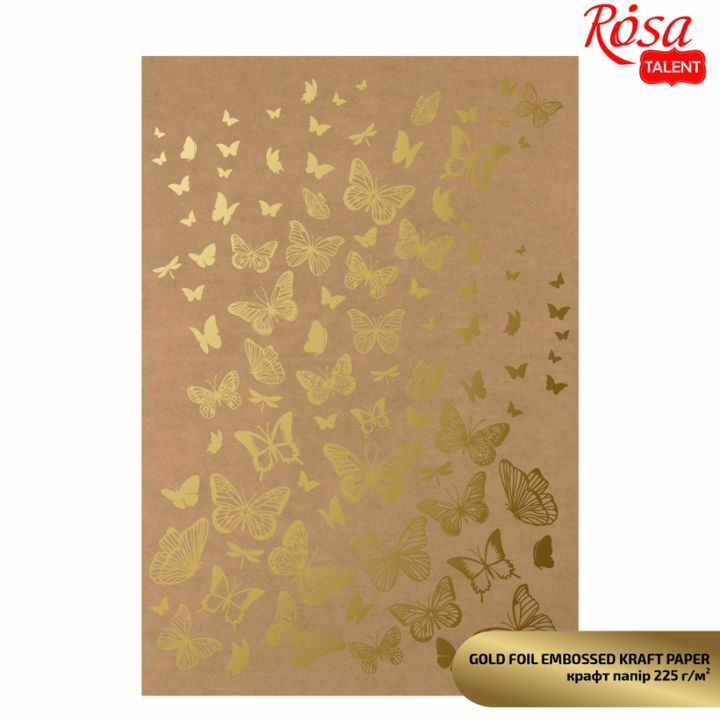 Papiri za scrapbooking sa metalik elementima A4 – zlatni leptiri
