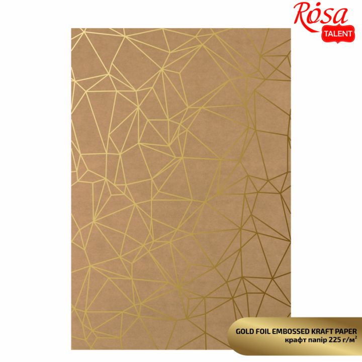 Papiri za scrapbooking sa metalik elementima A4 – zlatni poligon