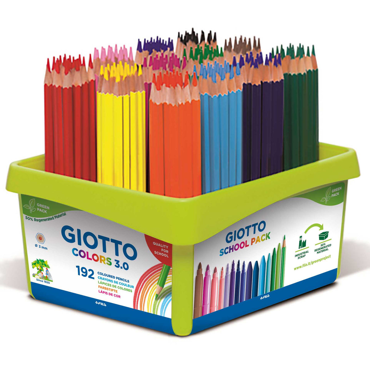 Drvene bojice GIOTTO Colors 3.0 heksagonalne - školsko pakovanje 192 kom