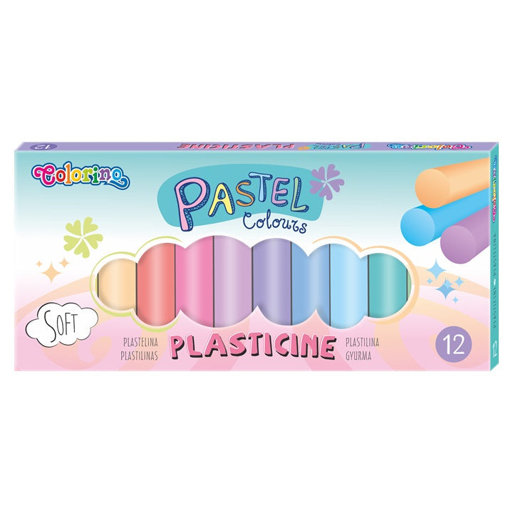 Pakovanje Colorino pastelne mase za modelovanje sa 12 komada različitih nježnih boja za kreativnu igru.