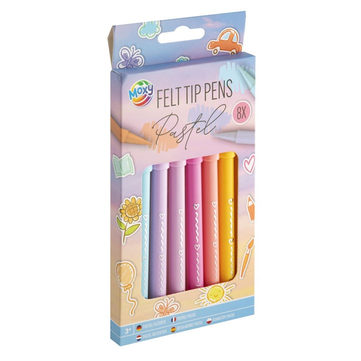 Pakovanje od 8 Pastelovi flomastera u raznim pastelnim bojama za crtanje i kreativno izražavanje.