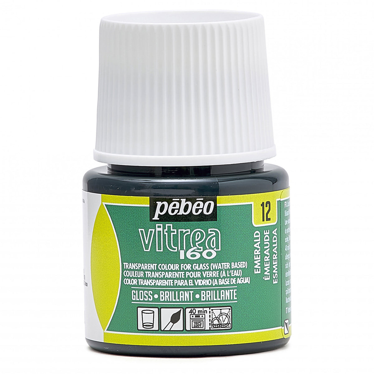 Vitražna boja za staklo Pebeo Vitrea 160 sjajna 45 ml – Smaragdna