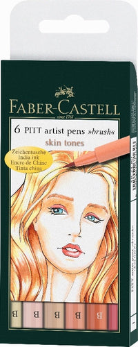 Set od 6 PITT umjetničkih flomastera u nijansama kože za precizno crtanje i ilustracije.