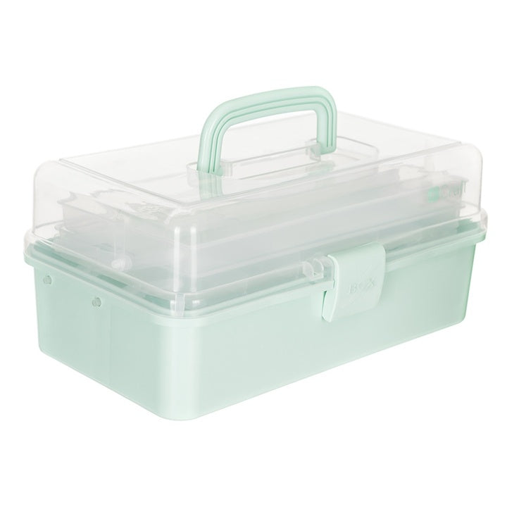 Plastična kutija za odlaganje sa poklopcem dimenzija 33x20x14,5 cm za organizaciju slikarskog i crtačkog pribora.