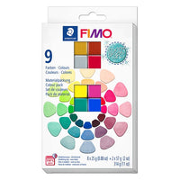 Set FIMO Effect polimerne mase sa efektom bisera, sadrži 8 pakovanja od 25g i 2 pakovanja od 57g za kreativni rad.