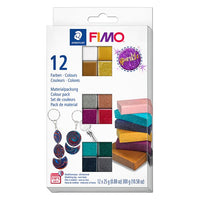Set FIMO Effect polimerne mase sa 12 svjetlucavih boja od 25g za kreativno oblikovanje i umjetničke radove.