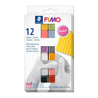 Set FIMO Soft polimerne mase u 12 modernih fashion boja, pakovanje od 25g po komadu za kreativno oblikovanje.