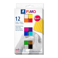 Set FIMO Soft polimerne mase u 12 osnovnih boja po 25g, idealan za modeliranje i kreativne umjetničke projekte.