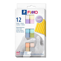 Set FIMO Soft polimerne mase u 12 pastelnih boja, pakovanje od 25g po komadu za kreativno oblikovanje.