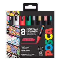 Posca set markera PC-5M CHRISTMAS, 1,8 - 2,5 mm, praznične boje - 8 kom