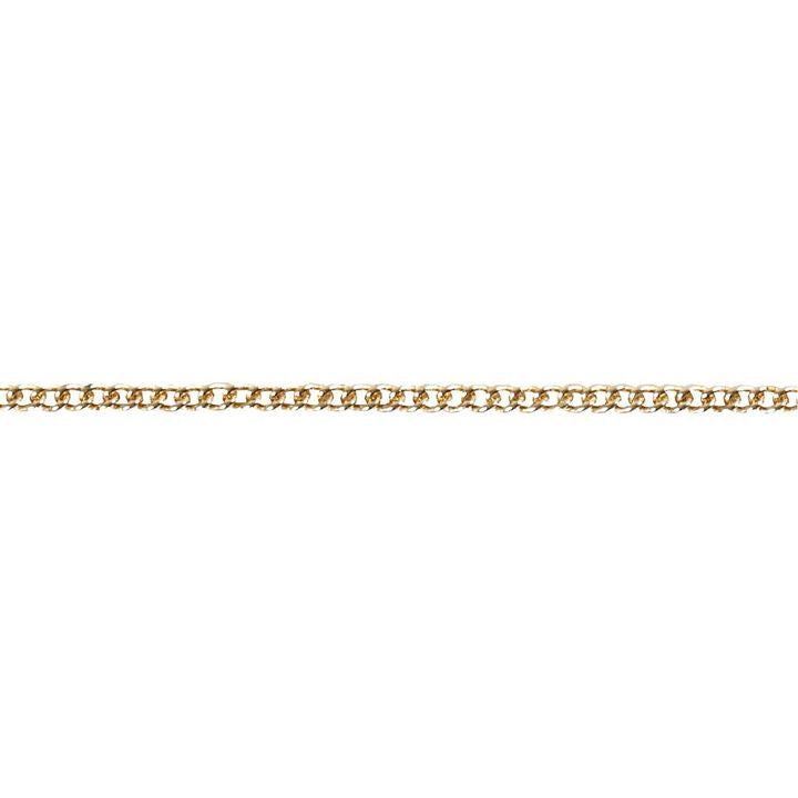 Pozlaćeni lančić 1 mm x 80 cm postavljen na bijeloj podlozi, idealan za privjeske.