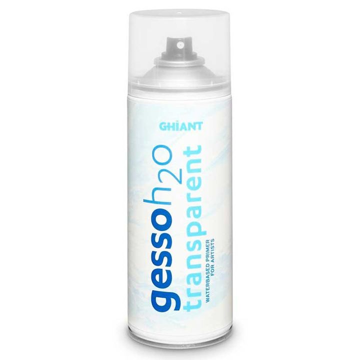 Ghiant Gesso H2O transparentni primer u spreju od 400 ml za pripremu slikarskih podloga.