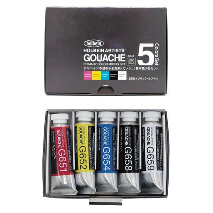 Profesionalne gvaš boje Holbein Artists - osnovni set 5 x 15 ml — slika 1