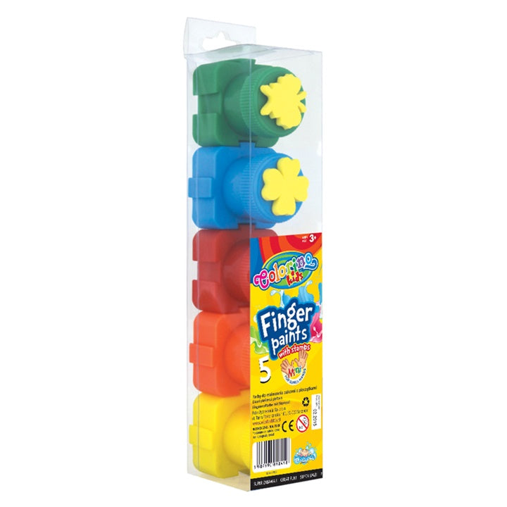 Set Colorino prstnih boja sa pečatima, pet tubica po 10 ml za kreativnu igru i slikanje prstima.
