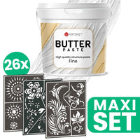 ARTMIE BUTTER reljefna pasta i set od 26 FOLK ART šablona za kreativno ukrašavanje i rad sa teksturama.
