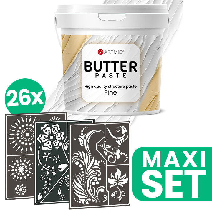 ARTMIE BUTTER reljefna pasta i set od 26 FOLK ART šablona za kreativno ukrašavanje i rad sa teksturama.