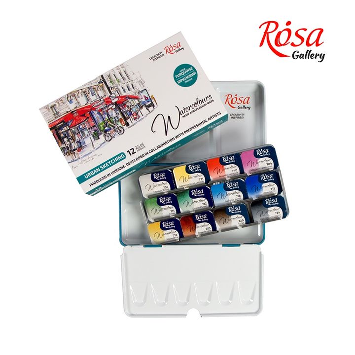 Rosa Gallery akvarel boje - Urban Sketching set 12 x 2,5 ml — slika 1