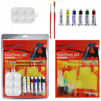 Set 6 akrilnih boja Phoenix 6 x 12 ml s blokom, četkicama i paletom