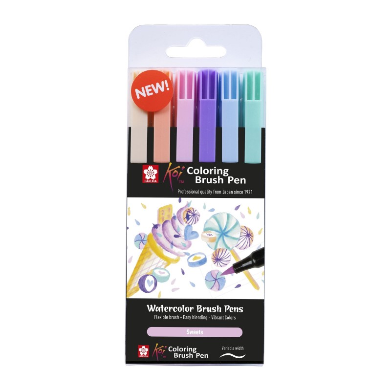Sakura Koi Coloring Brush Pen akvarelni markeri sa kistom - set od 6 kom Sweets