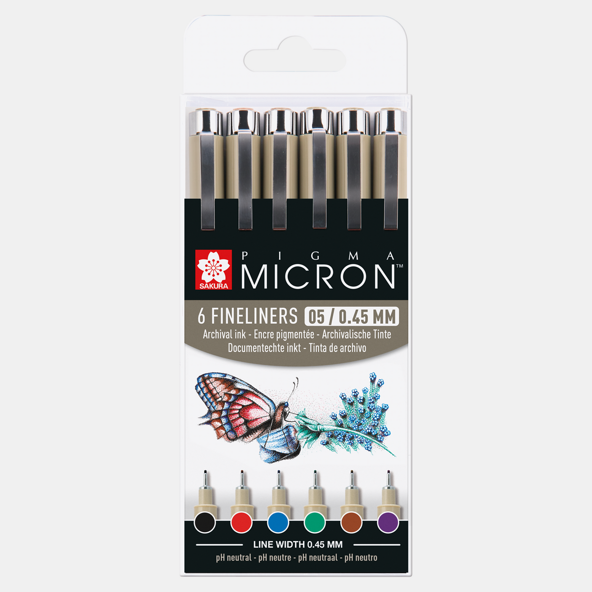 Sakura Pigma Micron 05 fineliner 0,45 mm – set od 6 boja
