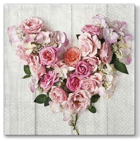 Salvete za DEKUPAŽ - Rose Heart - 1 kom
