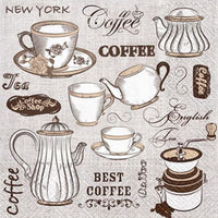 Salveta za dekupaž Tea or Coffee sa motivima šoljica kafe i čaja za kreativne radove.
