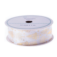 Satenska dekorativna traka 25 mm x 5 m | White Christmas — slika 1