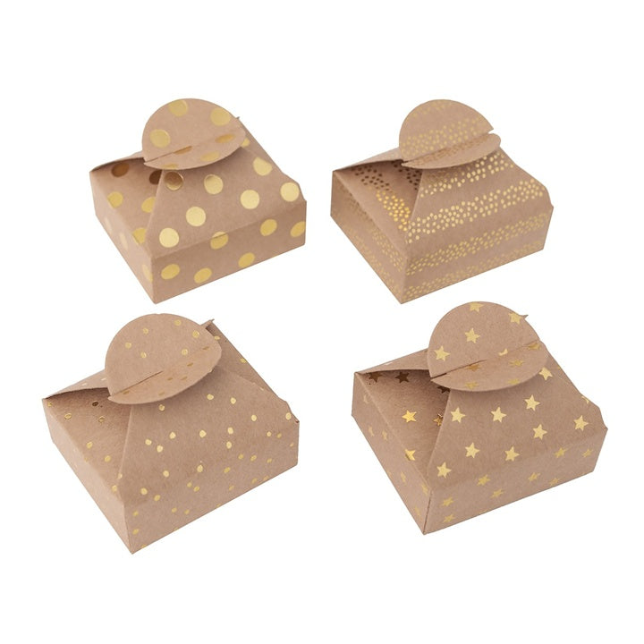 Poklon kutijice sa zlatim uzorkom 6x7,5x2,5 cm – 4 kom – Mini tačkice
