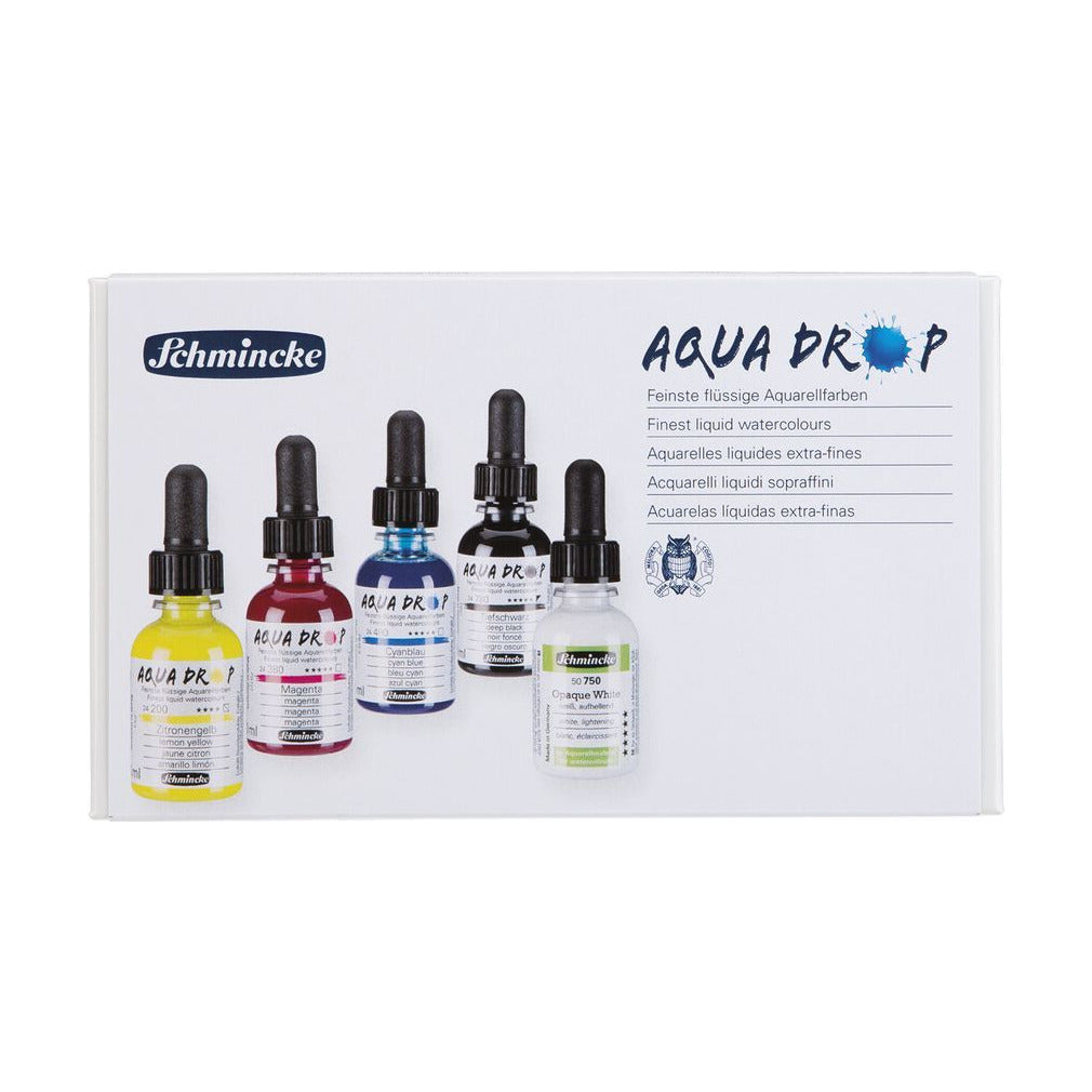 Schmincke AQUA DROP set u kartonskom pakovanju, 5 x 30 ml (primarne boje) + pokrivna bijela