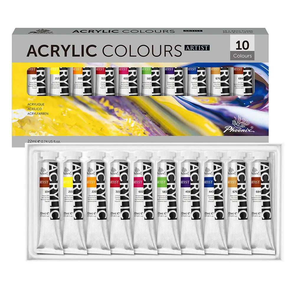 Set 10 akrilnih boja Phoenix Artist 10 x 22 ml