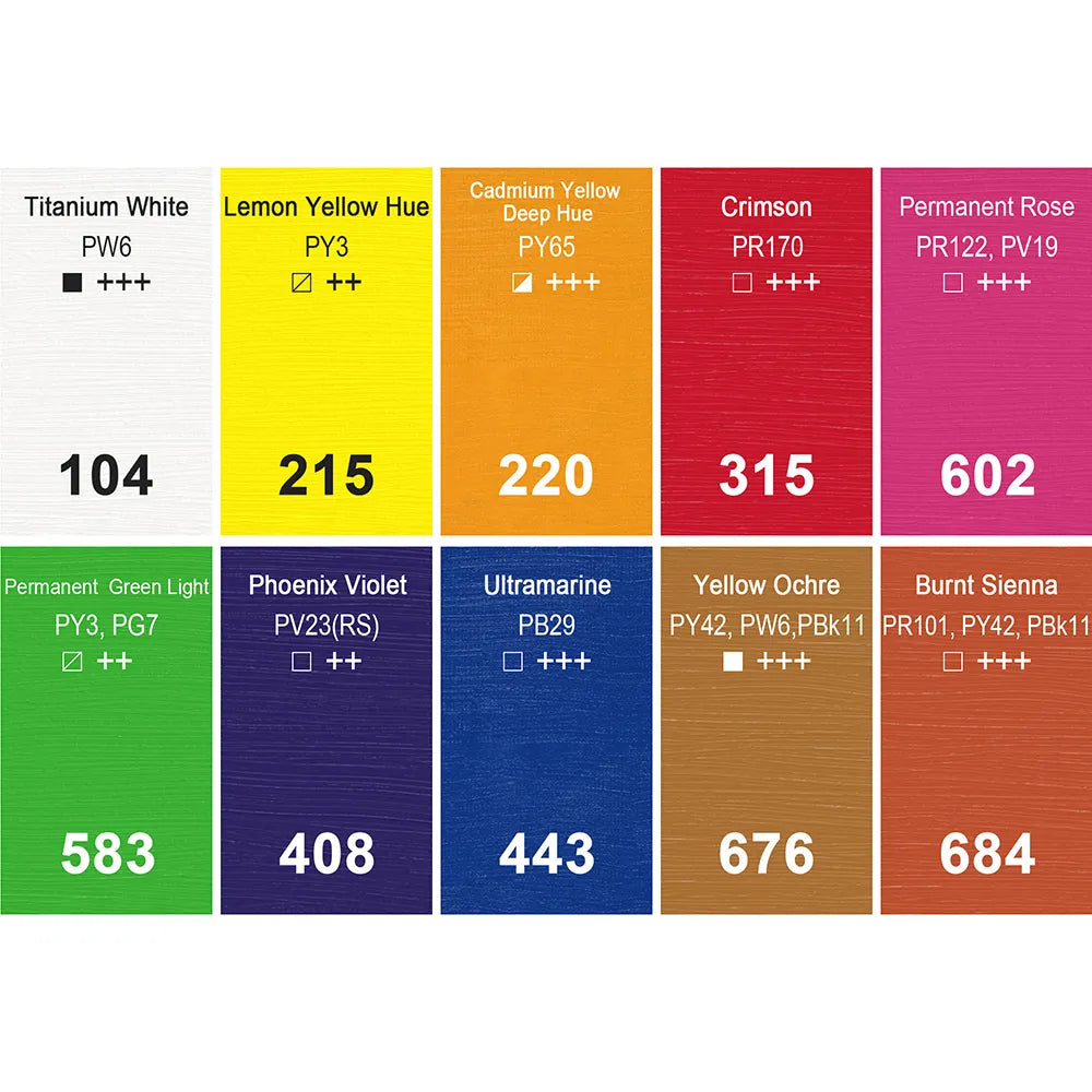 Set 10 akrilnih boja Phoenix Artist 10 x 22 ml