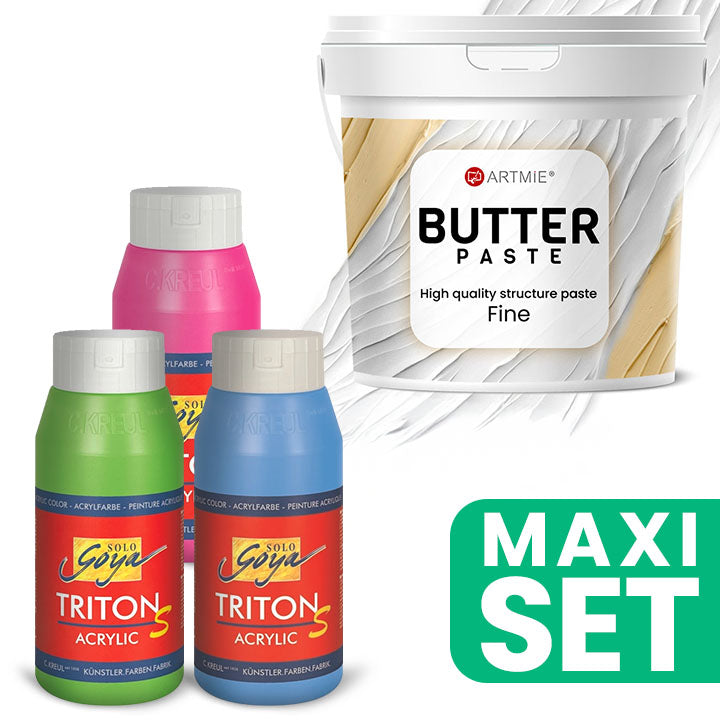 Set ARTMIE Butter 3D paste i TRITON S akrilnih boja sa sjajnim efektom za kreativno slikanje.
