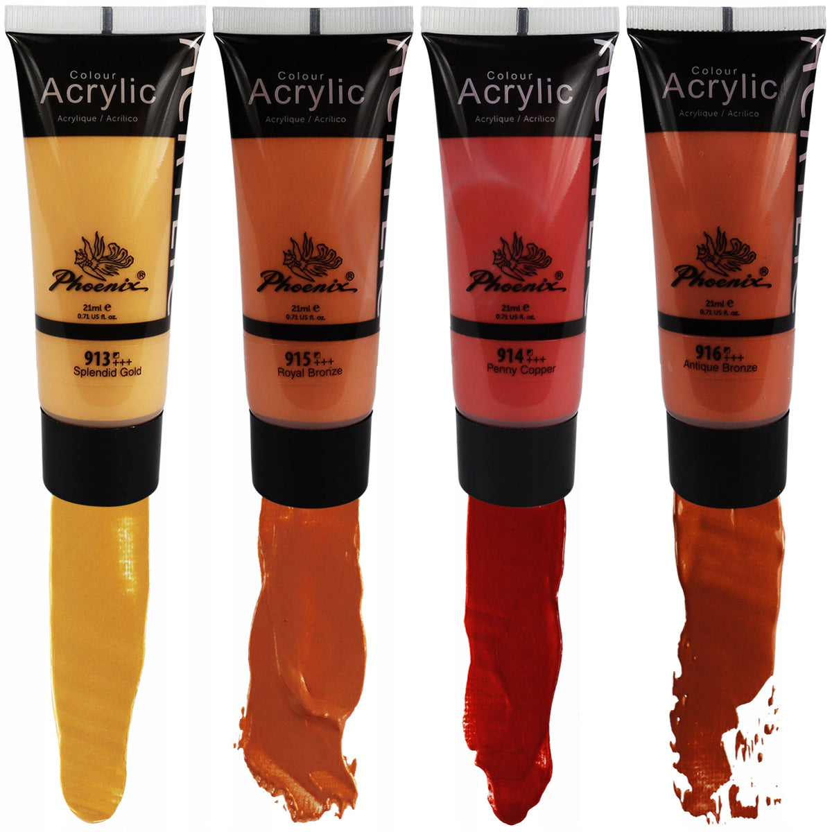 Set 8 metalik akrilnih boja Phoenix 8 x 21 ml