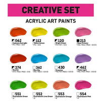 Pogled na dvanaest tuba akrilnih boja ACRYL PRO CREATIVE od 75 ml