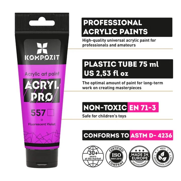 Otvorena kutija sa setom ACRYL PRO CREATIVE akrilnih boja