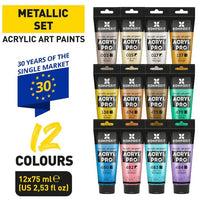 Detaljan prikaz tuba ACRYL PRO METALLIC akrilnih boja od 75 ml.