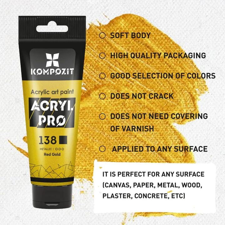 Krupni kadar teksture ACRYL PRO METALLIC akrilne boje na platnu.