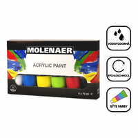 Set akrilnih boja Molenaer 6 x 75 ml - miks boja