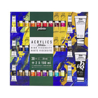 Set Pebeo Studio Acrylics sa 30 boja od 20 ml, 2 tube od 100 ml i kistom u kutiji